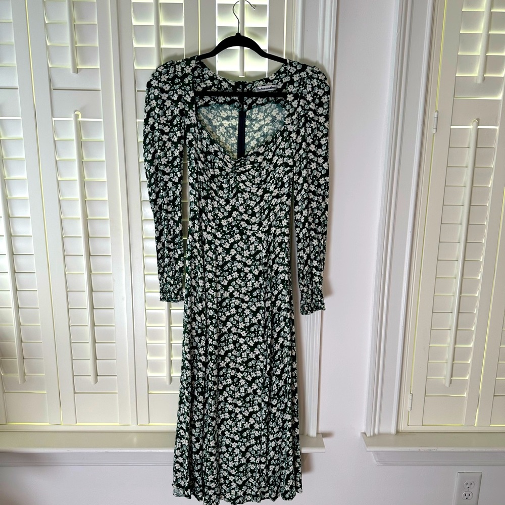 Reformation size 4 green floral dress